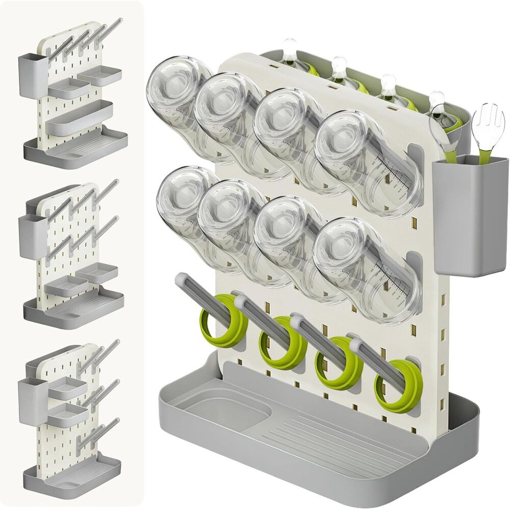 DIY Baby Bottle Drying Rack Modular Countertop Organizer Peg Board Cups Tumblers